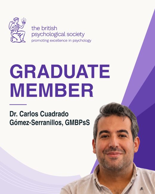 Cartel de membresía de Carlos Cuadrado Gómez-Serranillos: British Psychological Society · Graduate Member · GMBPsS