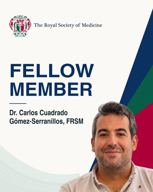 Cartel de membresía de Carlos Cuadrado Gómez-Serranillos: Royal Society of Medicine · Fellow · FRSM